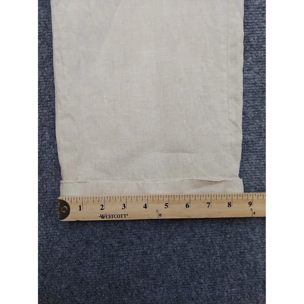J Press Linen Pants 38x30 Beige Flat Front Cuffed Designer Dress Beach Wedding